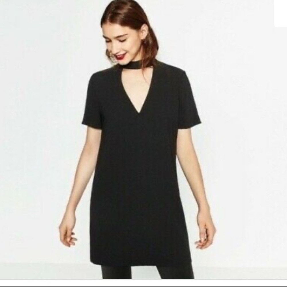 Zara black and white shift dress